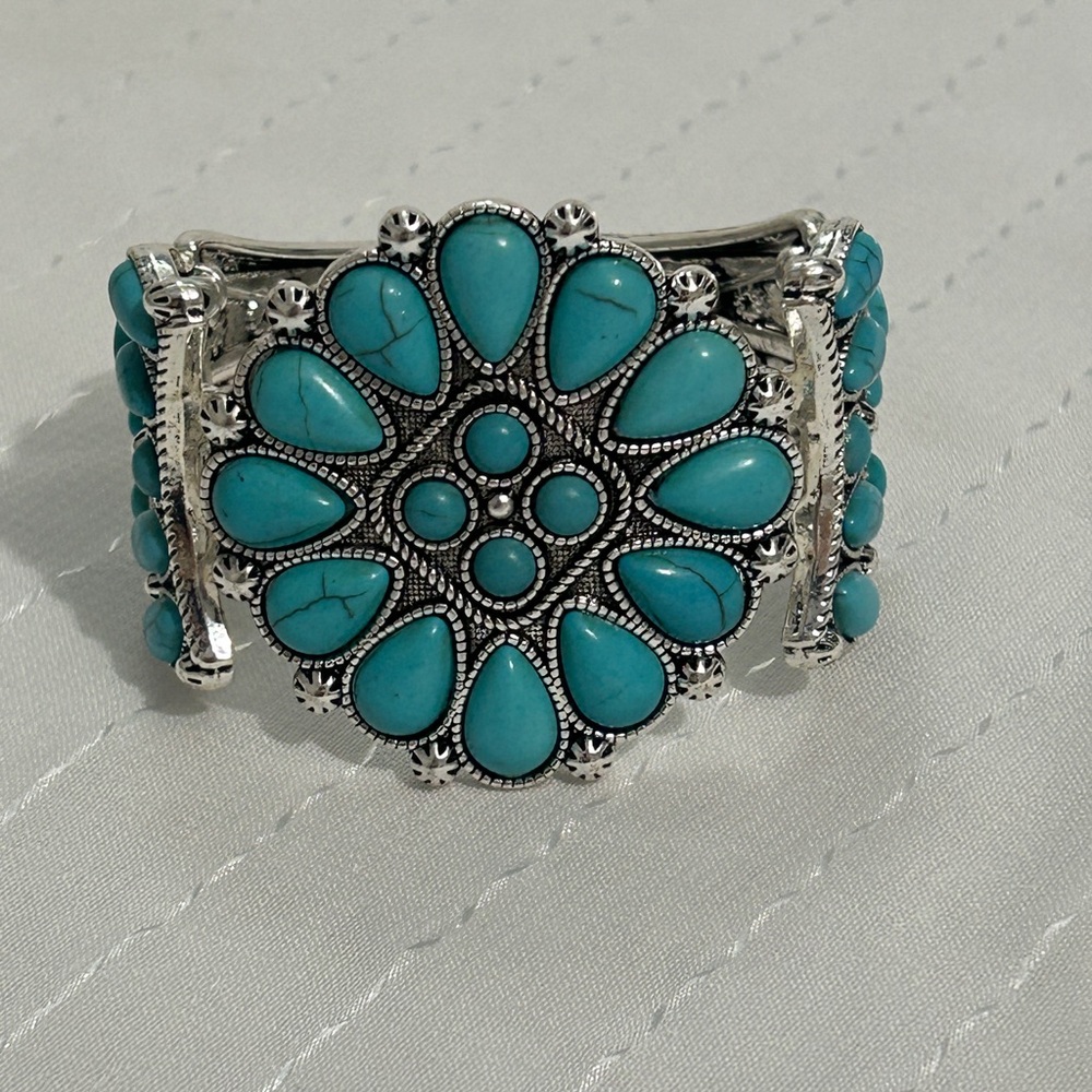 Plunder Design Hazel Grace silver turquoise cuff bangle bracelet